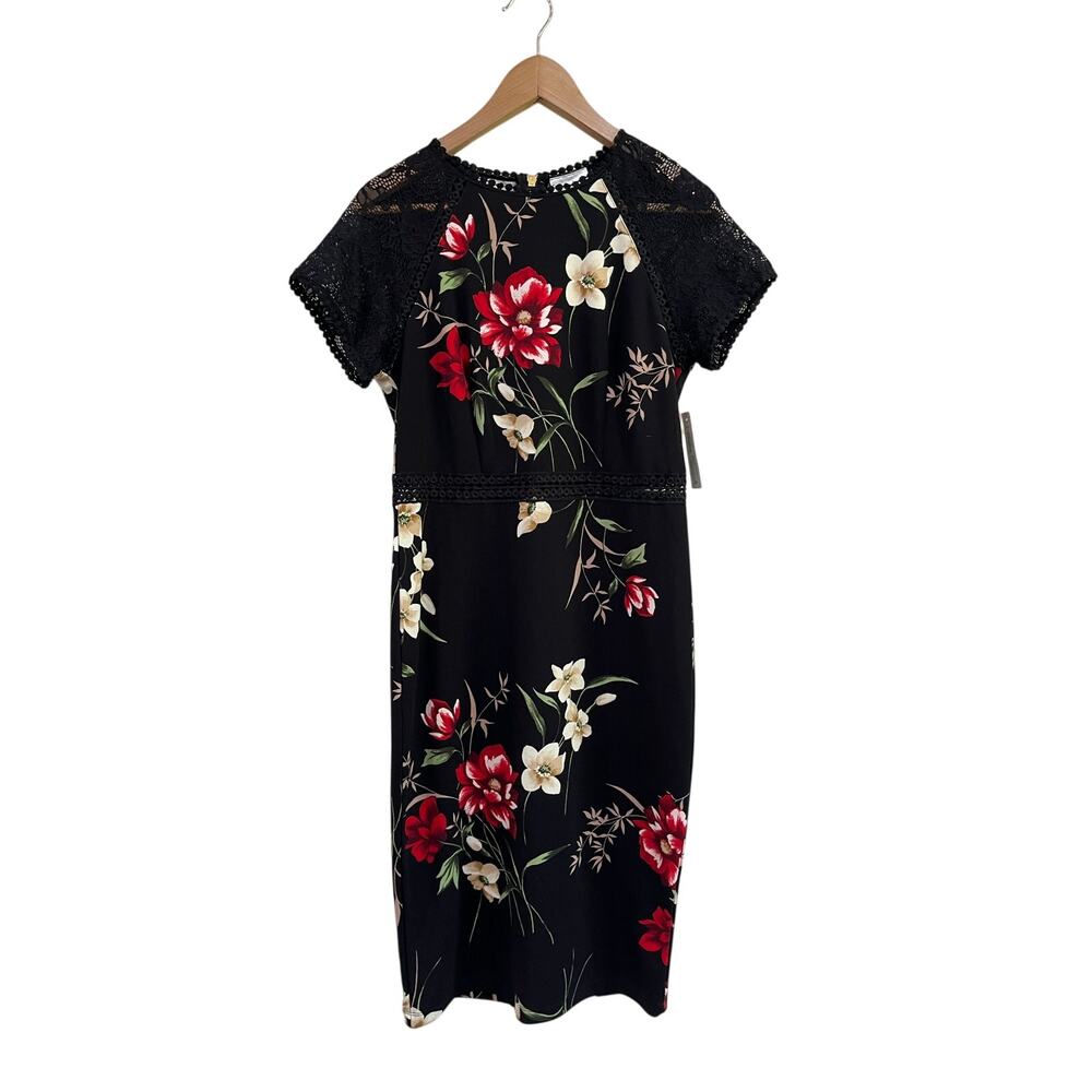 Premier Amour Floral Midi Dress Lace Yoke‎ Romantic Wedding Guest Size 10